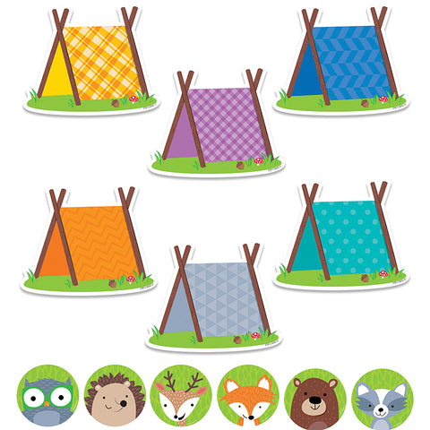 Woodland Friends 6&quot; Pup Tents &amp; 3&quot; Designer Cut-Outs, 72/Set