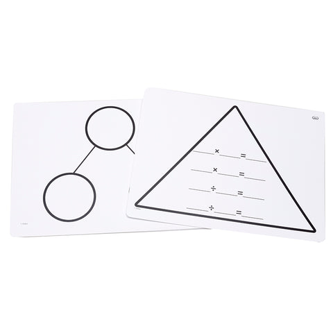 Write-On/Wipe-Off Fact Family Triangle Mat, Multiplication, Pack Of 10