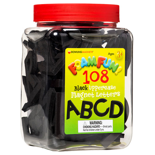 Foam Fun Uppercase Black Magnet Letters, 108 Pieces