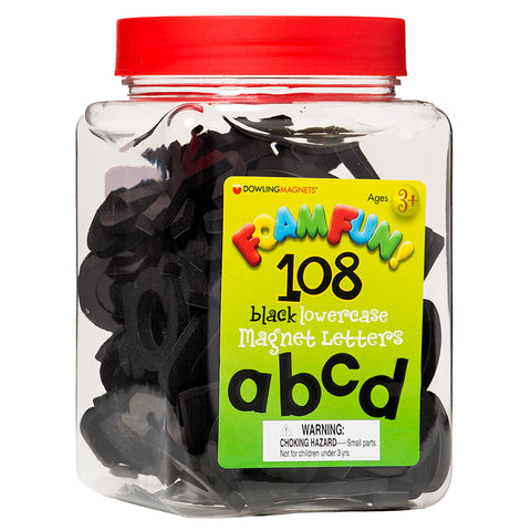 Foam Fun Lowercase Black Magnet Letters, 108 Pieces