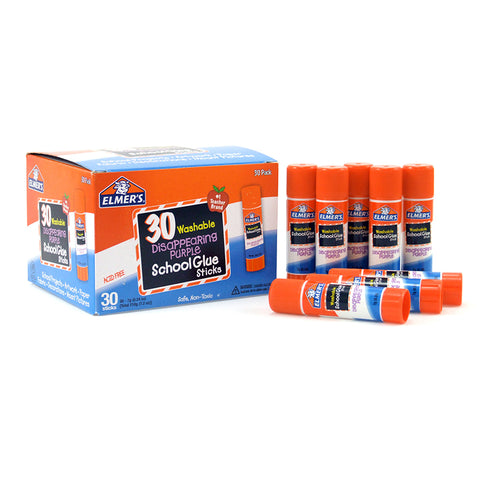 Washable School Glue Sticks, Disappearing Purple, 30/Pack