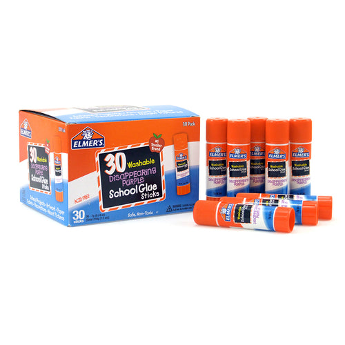 Washable School Glue Sticks, Disappearing Purple, 30/Pack