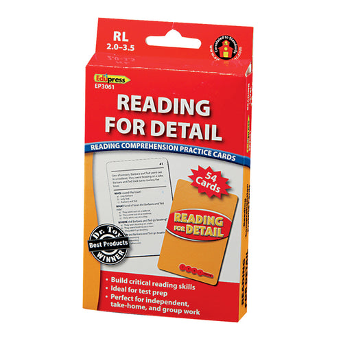 Reading For Detail Practice Cards, Levels 2.0-3.5