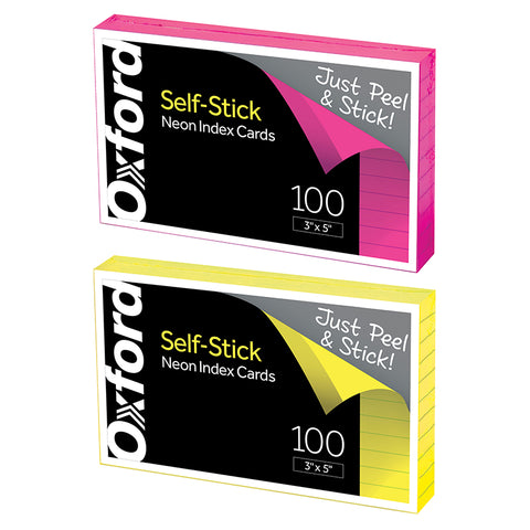 100Pk Neon Selfstick 3X5 Index Card