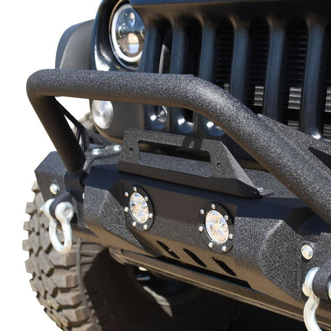 Jeep JK Front Bumper w/LED Lights 07-18 Wrangler JK Steel Mid Length Stubby W/Winch Plate DV8 Offroad