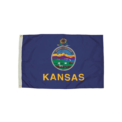 3X5' Nylon Kansas Flag Heading & Grommets