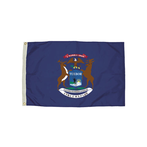 3X5' Nylon Michigan Flag Heading & Grommets