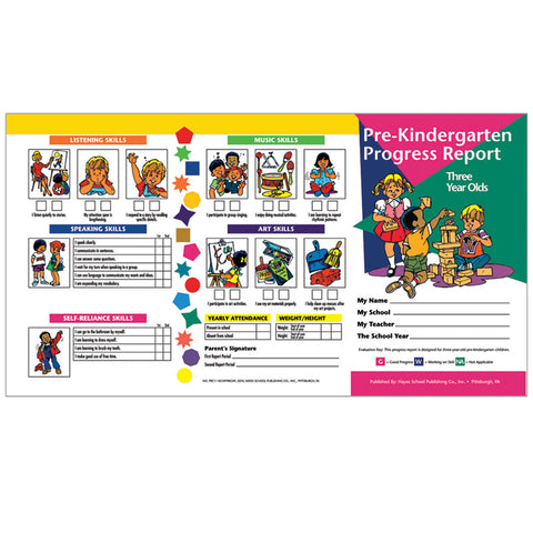 Pre-Kindergarten Progress Report (3 Year Olds)