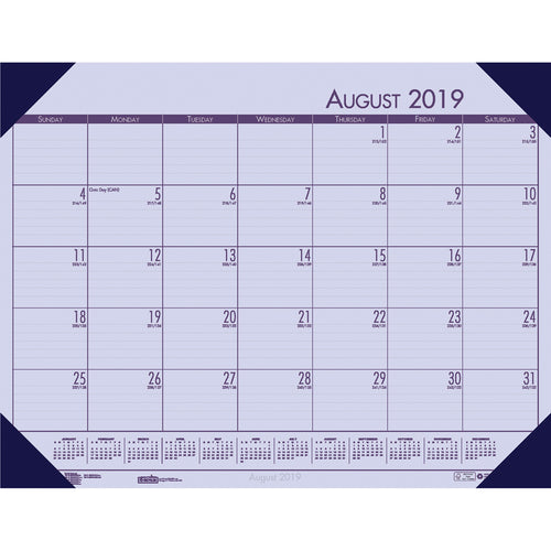Academic Ecotones Calendar Desk Pad, Orchid Paper/Cordovan Holder
