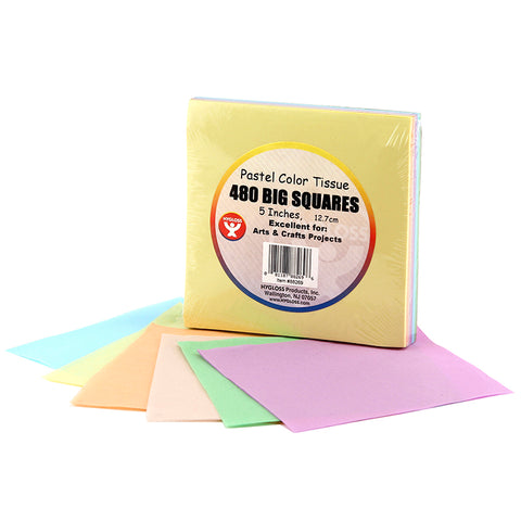 5 Tissue Squares, Pastel Colors, 480/Pkg