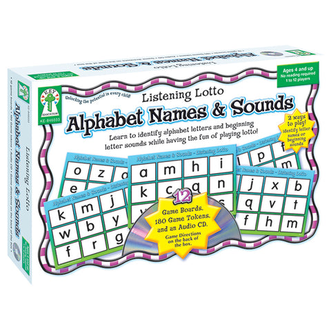 Listening Lotto: Alphabet Names & Sounds Board Game, Grade Pk-1