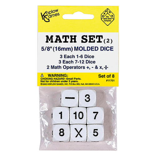 Whole Number Dice Set, 8/Pkg