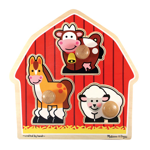 Barnyard Animals Jumbo Knob Puzzle, 12 X 12, 3 Pieces