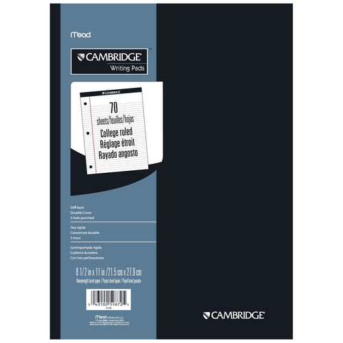 Cambridge Stiff-Back Legal Pad, White, 8.5 X 11, 70 Sheets
