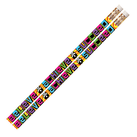 Believe Achieve Succeed Motivational Pencils, 12/Pkg