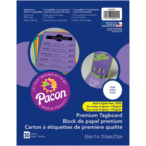 Premium Tagboard, Violet, 8-1/2 X 11, 50 Sheets