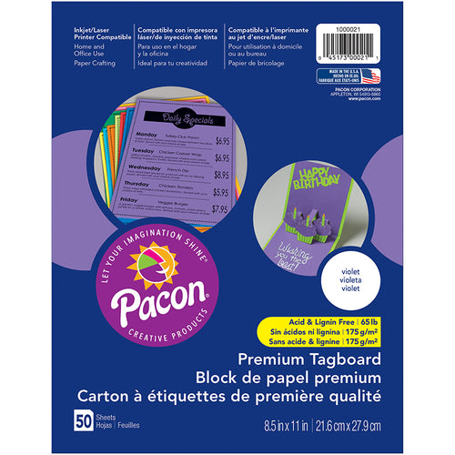 Premium Tagboard, Violet, 8-1/2 X 11, 50 Sheets