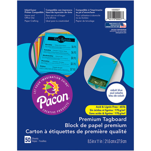Premium Tagboard, Cobalt Blue, 8-1/2 X 11, 50 Sheets