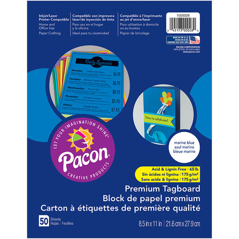 Premium Tagboard, Marine Blue, 8-1/2 X 11, 50 Sheets