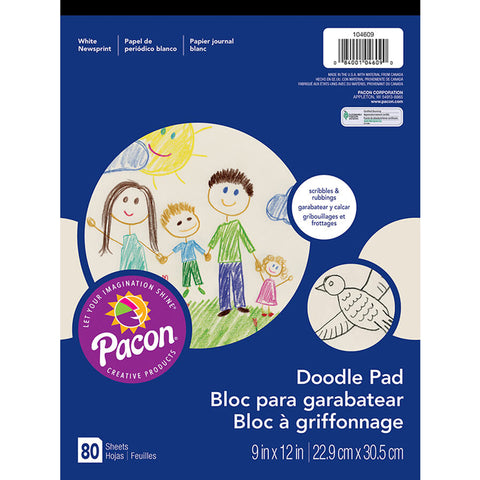 Art Street Doodle Pad, White, 9 X 12, 80 Sheets