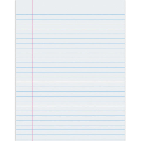 Composition Paper, White, Red Margin, 3/8 Ruled, 8-1/2 X 11, 500 Sheets