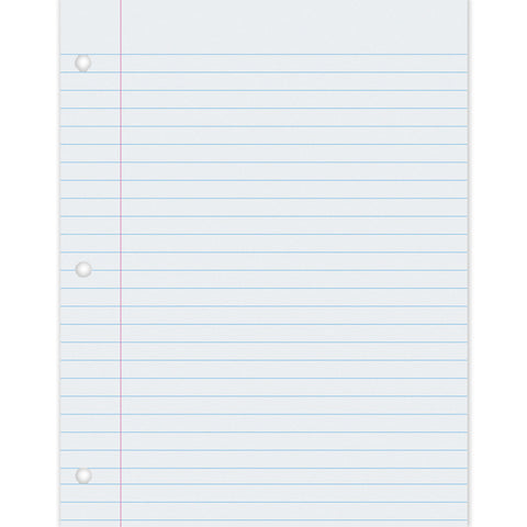 Composition Paper, White, 3-Hole Punched, Red Margin, 3/8 Ruled, 8-1/2 X 11, 500 Sheets