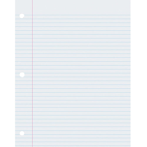 Composition Paper, White, 3-Hole Punched, Red Margin, 9/32 Ruled, 8-1/2 X 11, 500 Sheets