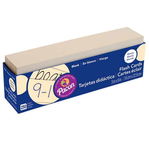 Blank Flash Card Dispenser Box, Manila, Unruled 3 X 9, 250 Cards
