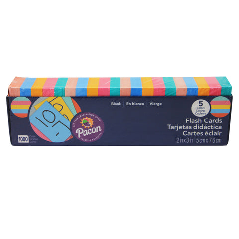 Blank Flash Card Dispenser Box, 5 Assorted Colors, Unruled 3 X 2, 1000 Cards