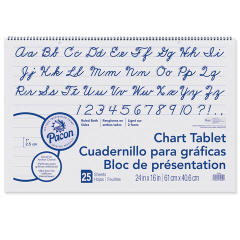 Chart Tablet, Cursive Cover, 1 Ruled, 24 X 16, 25 Sheets