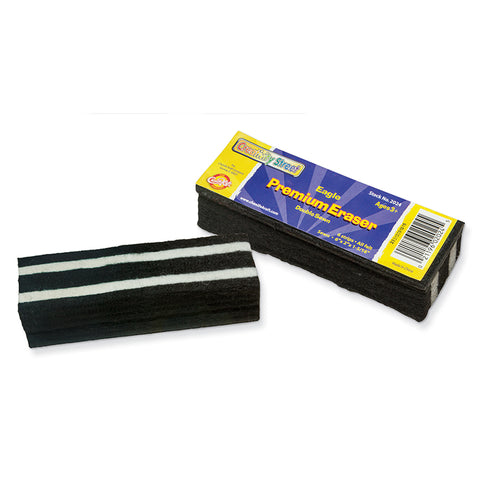 Chalk & Whiteboard Eraser, Premium, 6 Black & White Felt Strips, Double-Stitched, Reinforced Backing, 6, 1 Eraser