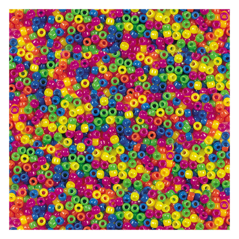 Pony Beads, Assorted Neon, 6 Mm X 9 Mm, 1000 Pieces
