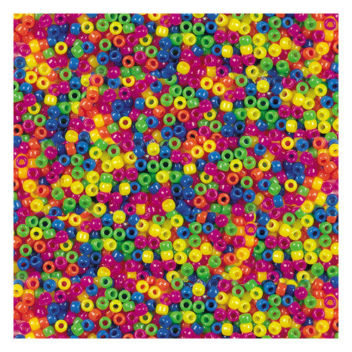 Pony Beads, Assorted Neon, 6 Mm X 9 Mm, 1000 Pieces