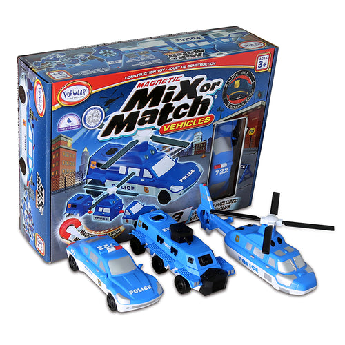 Magnetic Mix Or Match Vehicles, Police