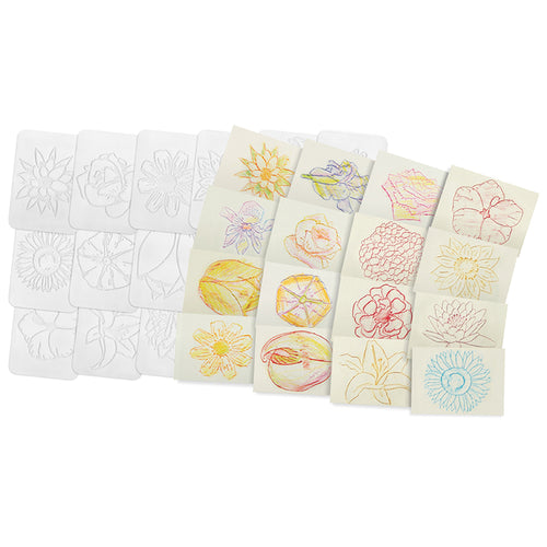 Roylco Flowers Rubbing Plates, 16/Pack