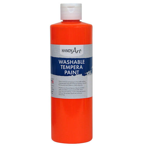 Little Masters Washable Tempera Paint, Fluorescent Orange, 16 Oz.