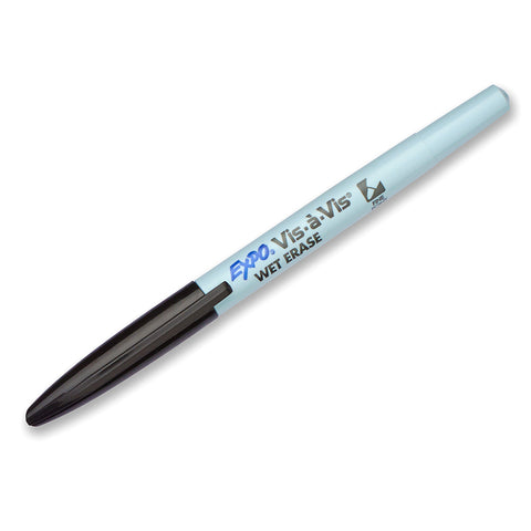 Expo Vis-A-Vis Overhead Projector Wet Erase Marker, Fine Point, Black