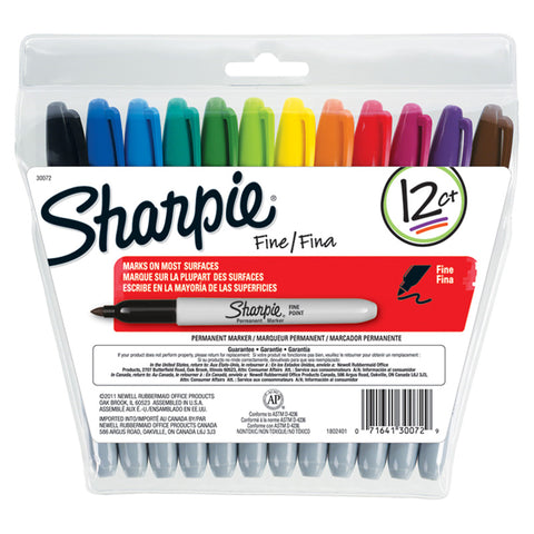 Fine Point Permanent Marker, Assorted, Set Of 12