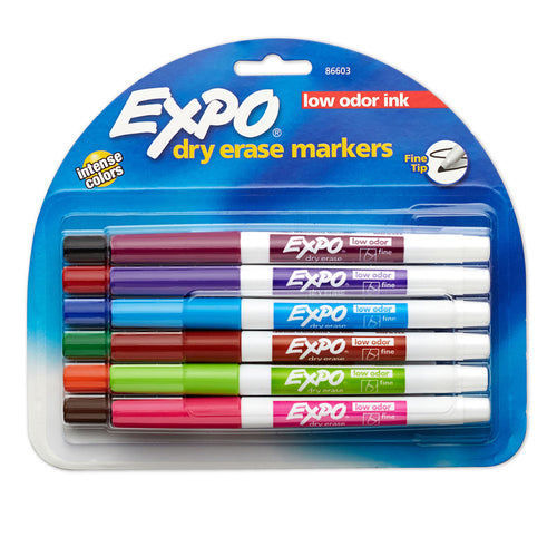 Low Odor Dry Erase Marker, Fine Point, Assorted, Pack Of 12