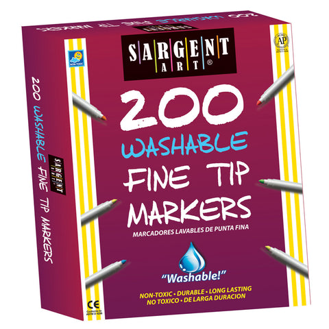 Washable Fine Tip Markers, 200/Pkg