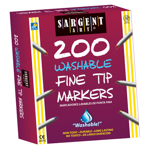 Washable Fine Tip Markers, 200/Pkg