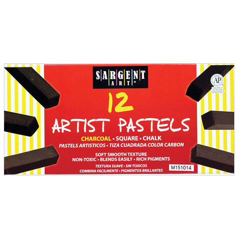 Sargent Art Square Chalk Pastel Charcoal Color, 12 Count