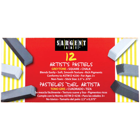 Sargent Art Square Chalk Pastel Graytone Color, 12 Count
