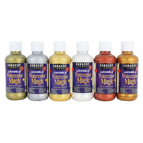 Washable Watercolor Magic Paint, 8 Oz. Bottles, 6 Metallic Colors