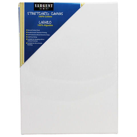 Sargent Art 100% Cotton Stretched Canvas, 9 X 12