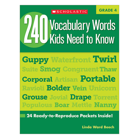 240 Vocabulary Words..Kids Need To Read Book, Grade 4