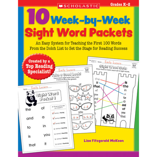 Scholastic 10 Week-By-Week Sight Word Packets Book