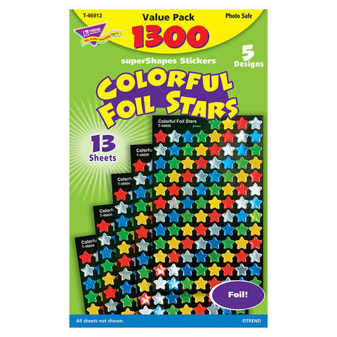 Colorful Foil Stars Supershapes Value Pack, 1300 Ct