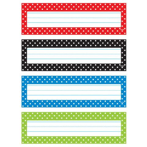 Polka Dots Desk Toppers Name Plates Var. Pk., 32 Ct