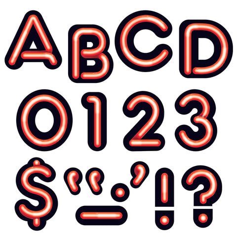 Bright Red 4 Neon Uppercase Ready Letters